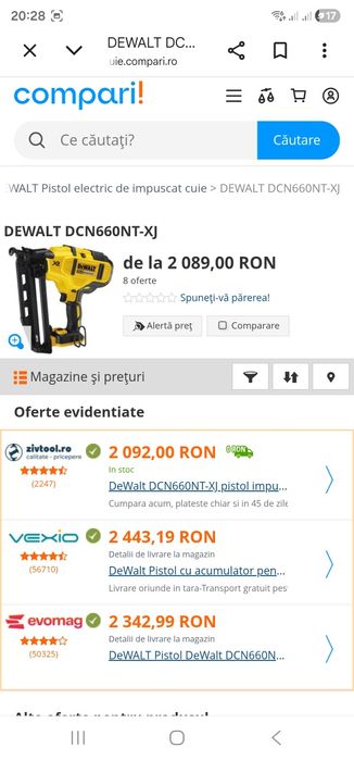 Pistol cuie dewalt DCN660