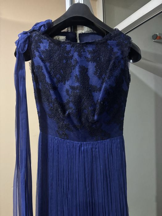 Rochie lunga bleumarin dama facuta pe comanda