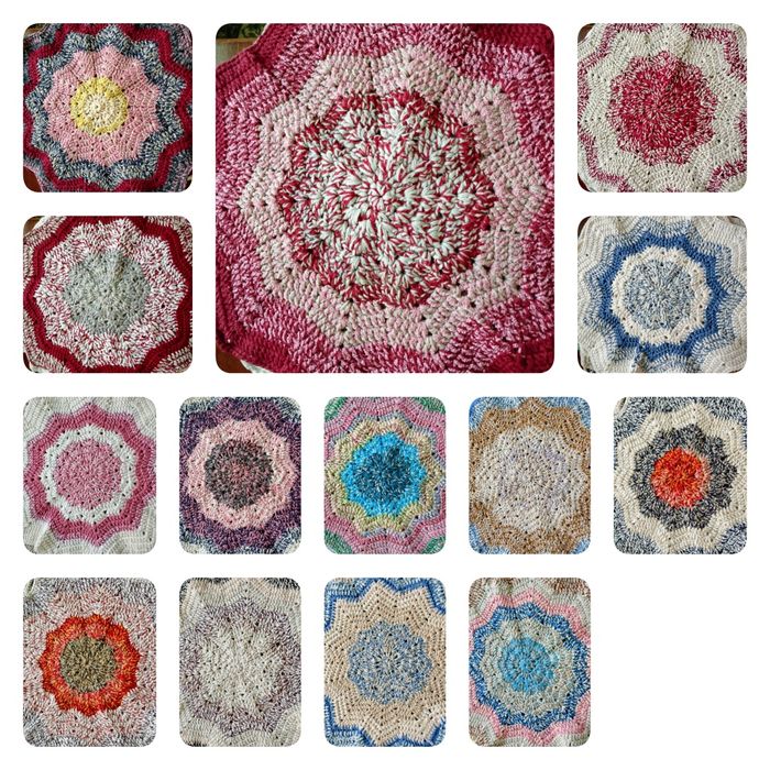 Сидушки вязаные цветные