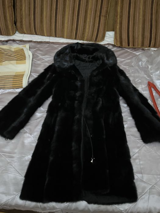 Шуба норковая с капюшоном