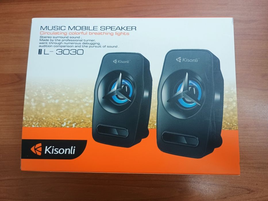 Тонколони за компютър Kisonli L-3030, 2x3W, USB, Черени