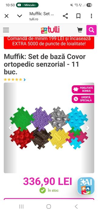 Covoras ortopedic puzzle, 11 piese