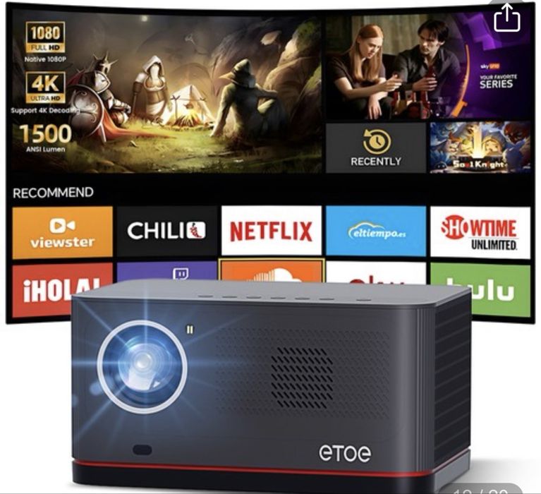 Videoproiector ETOE Whale Pro, 4K, Netflix incorporat, telecomanda.