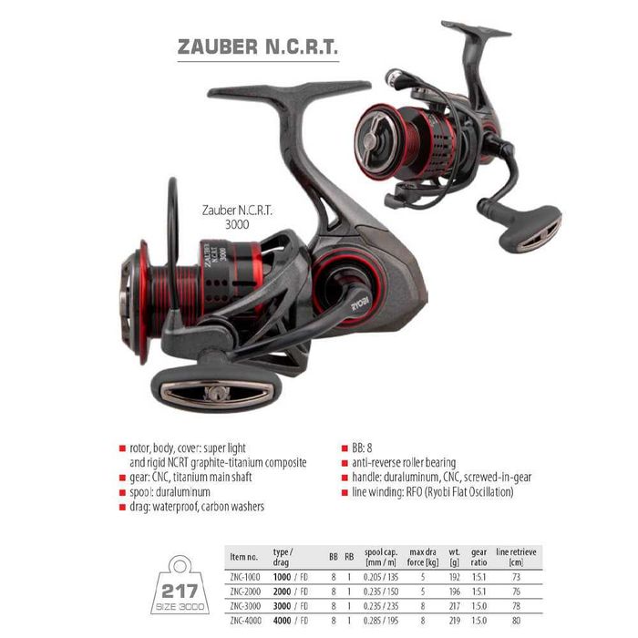 Ryobi Zauber Red 1000FD-4000FD &ndash; Mulinello Da Pesca Spinning (Rosso, 10 Cuscinetti)
