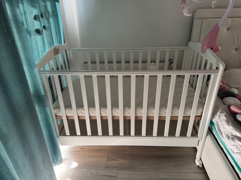 Pătuț bebe lemn + saltea cocos - nou