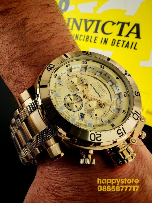 INVICTA Chronograph Full Metal Gold 52mm, Инвикта нов часовник