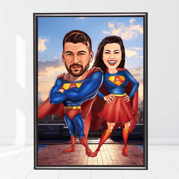 Portrete Tablouri Caricaturi la Comanda, Cadou Barbati Femei Cuplu