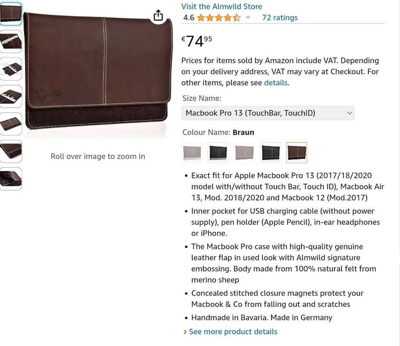 Geanta Apple MacBook Pro, Mapa laptop, Geanta laptop - Piele naturala