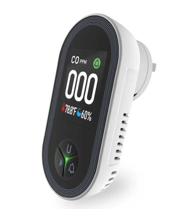 Детектор за въглероден оксид (CO), щепселен, с 3-в-1 дисплей, 2 бр