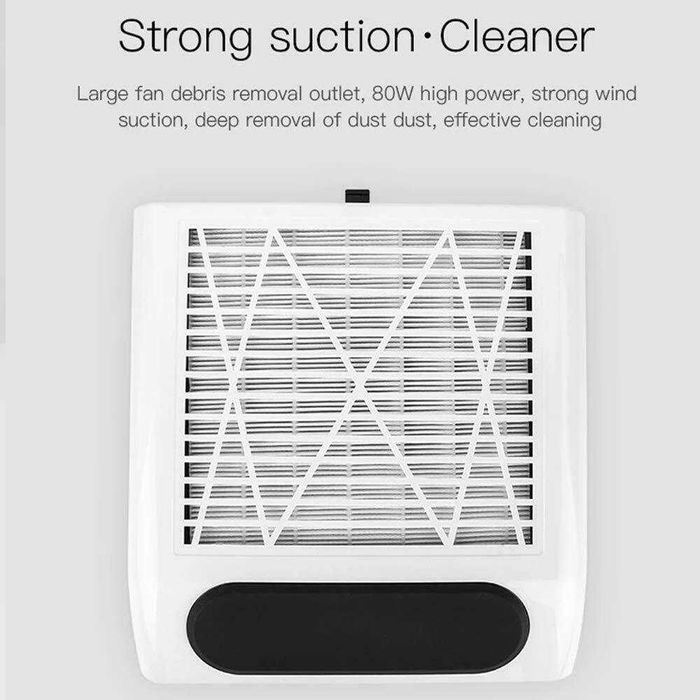 80W Професионален мощен прахоуловител с ФИЛТЪР нокти,маникюр,педикюр