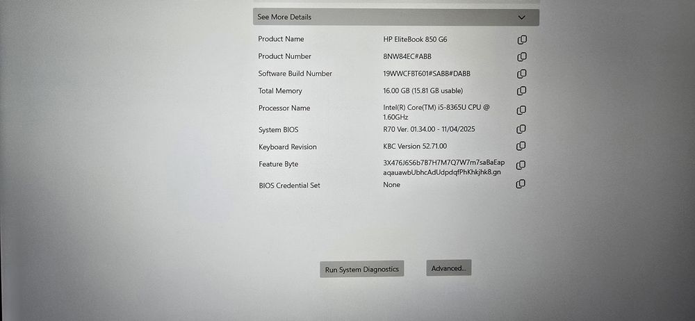 Vand Laptop HP EliteBook 850 G6 (i5-8365U, Windows 11 Pro Licentiat)