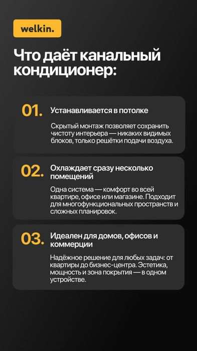 Канальный кондиционер Welkin 18000 BTU - Гарантия Низкой Цены