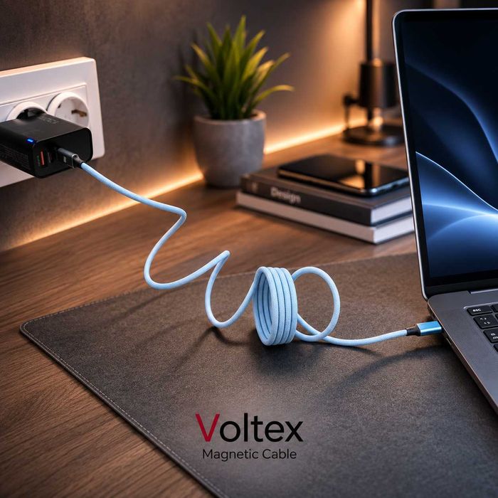 Магнитен USB-C то C кабел Voltex – 100W PD Fast Charging, бързо зареждане