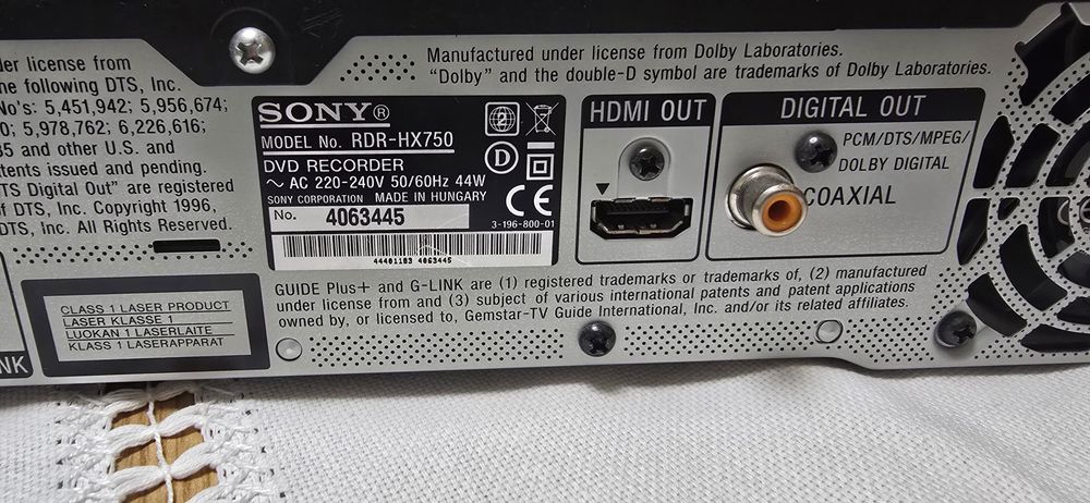 Dvd recorder Sony RDR-HX 750