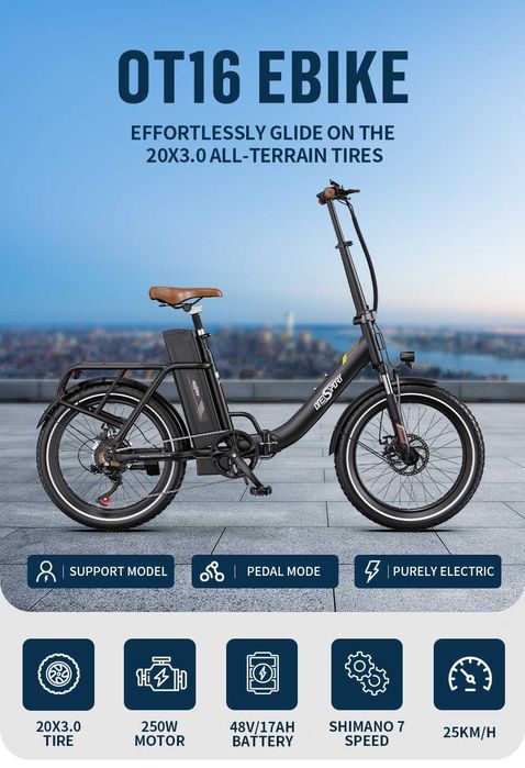 ЧИСТО НОВИ!Сгъваем електрически велосипед 48V,250w!Опция на изплащане!
