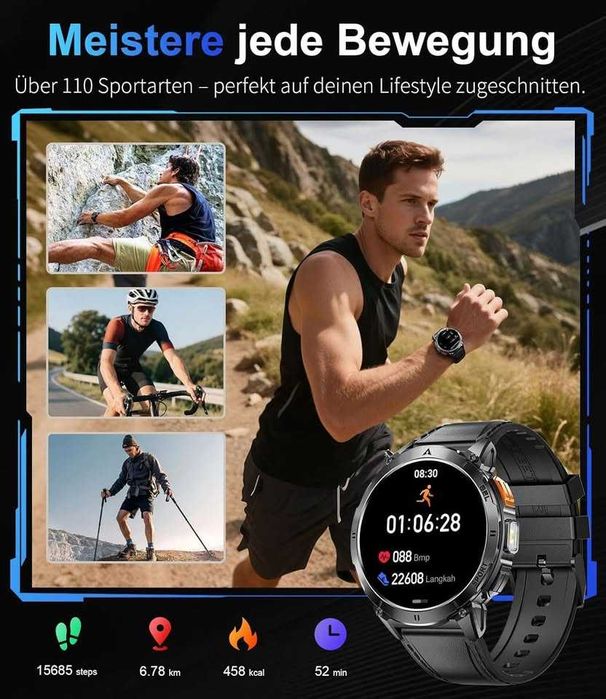 Здрав мъжки първокласен смарт часовник.