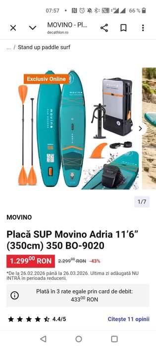 Placa SUP nouă de la decatlon Movino Adria