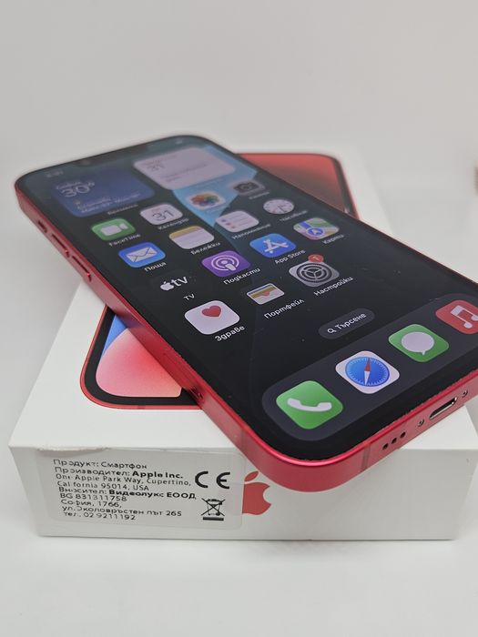 iPhone 14 Red 128GB 76% Кутия+Документи +2бр.кейсове