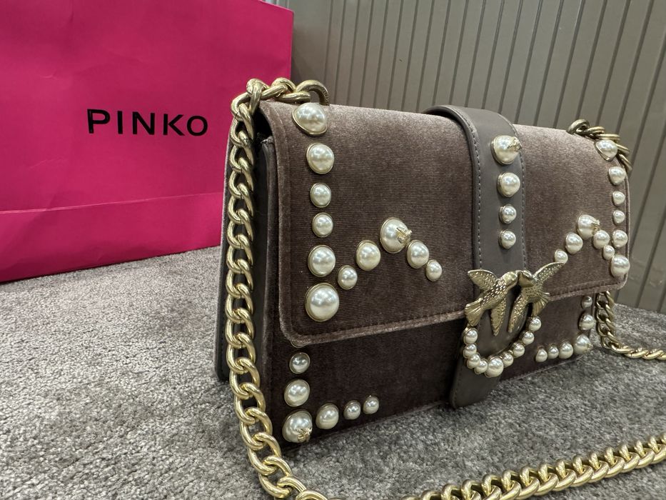Оригинална дамска чанта PINKO Pinko Love Velvet Pearls