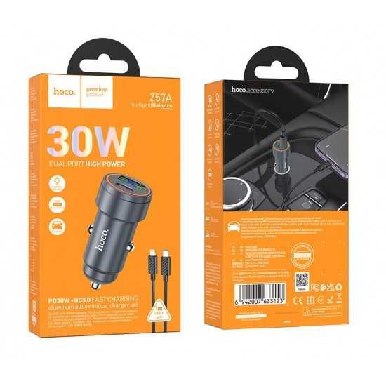 Зарядно за Кола USB Type C PD30W QC30 30W с Кабел Type C към Lightning