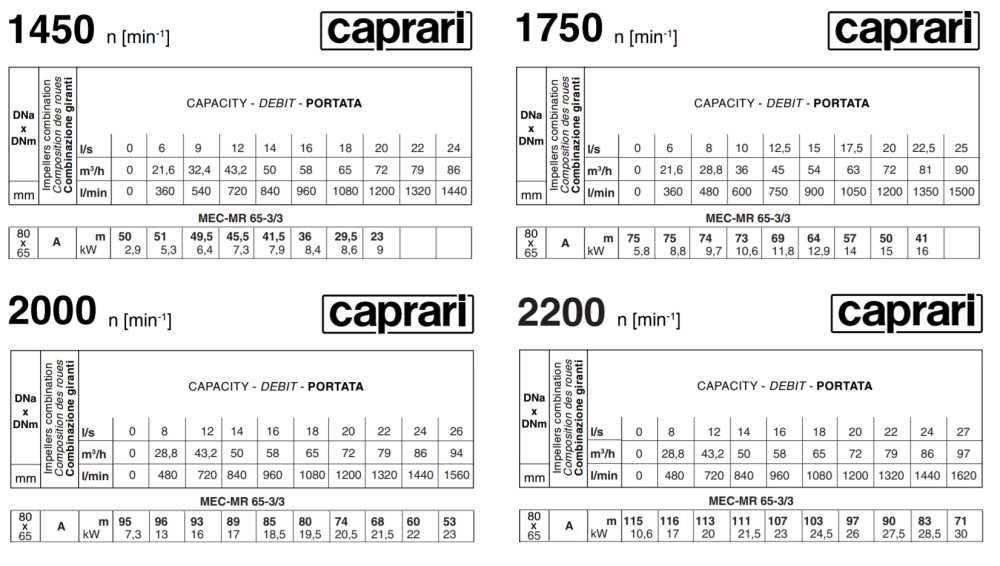 Помпа Caprari MEC MR80 MG80, MR65, MG100, A3/80, DMR80, DMR65