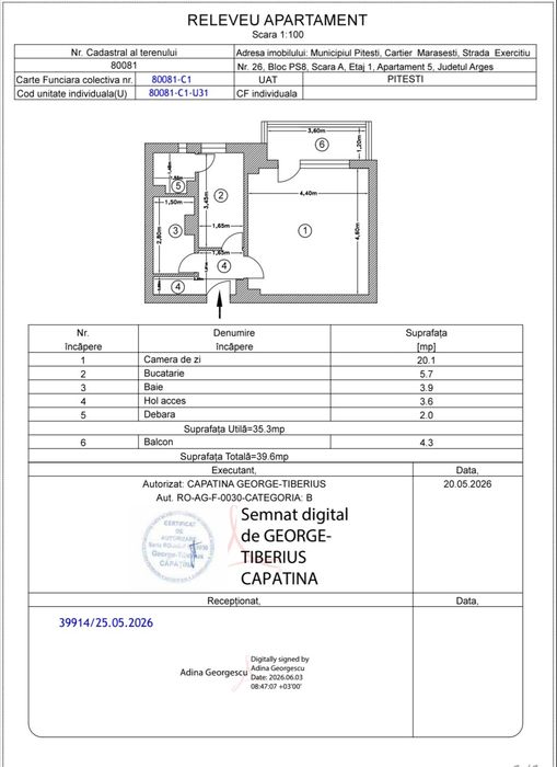 Garsonieră - 36 mp (suprafață utilă).
