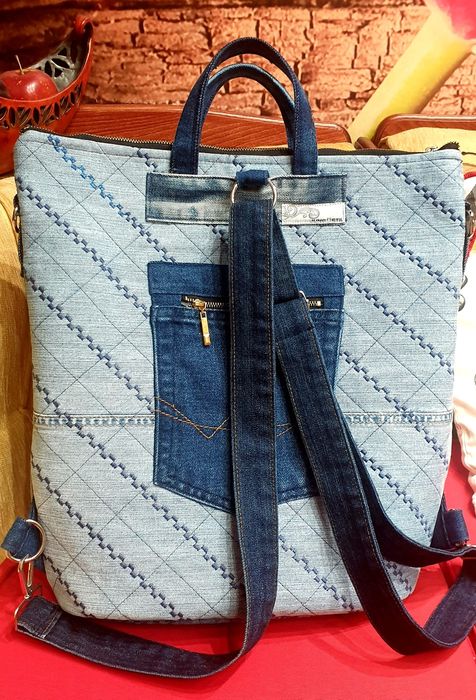 Раница -чанта от дънков плат