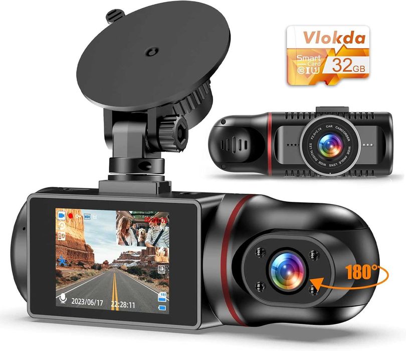 Dash Cam отпред и отвътре за автомобили 1080P за табло с 32GВ карта