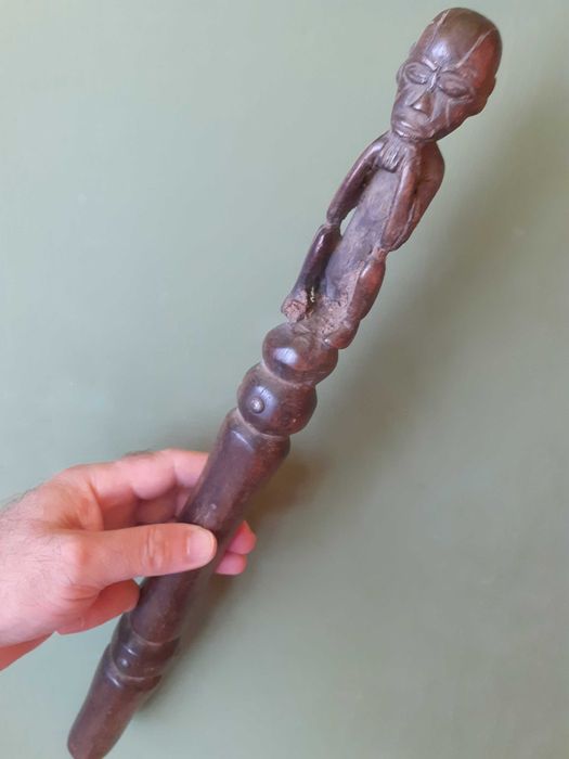 Sceptru traditional african Luba, Kibango, Congo, Sec XX, 45cm