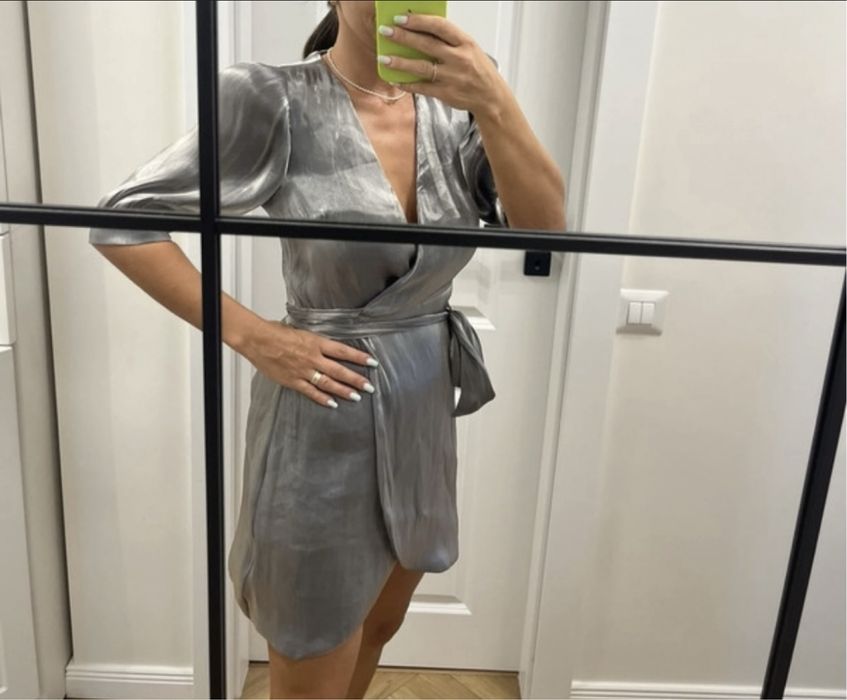 Rochie metalica argintie Zara
