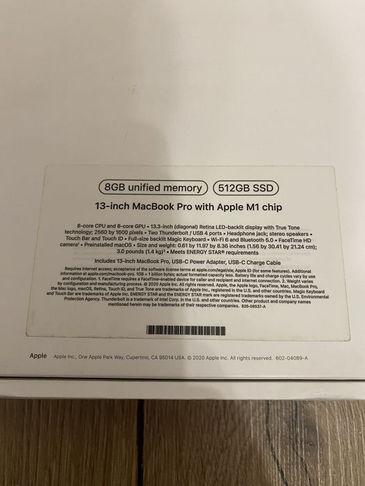 MacBook Pro 13” на Apple M1 (8GB / 512GB SSD)