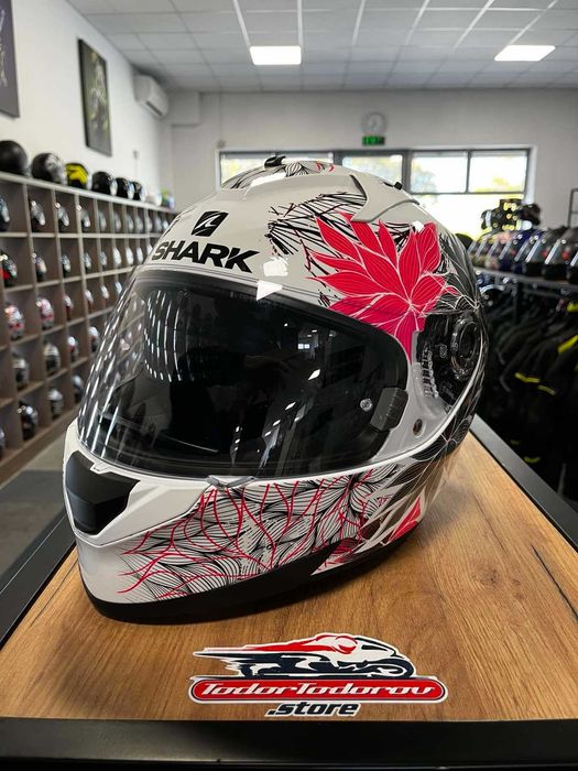Мото каска SHARK RIDILL Assya Pink/White,размер S 55-56см.вградени очила