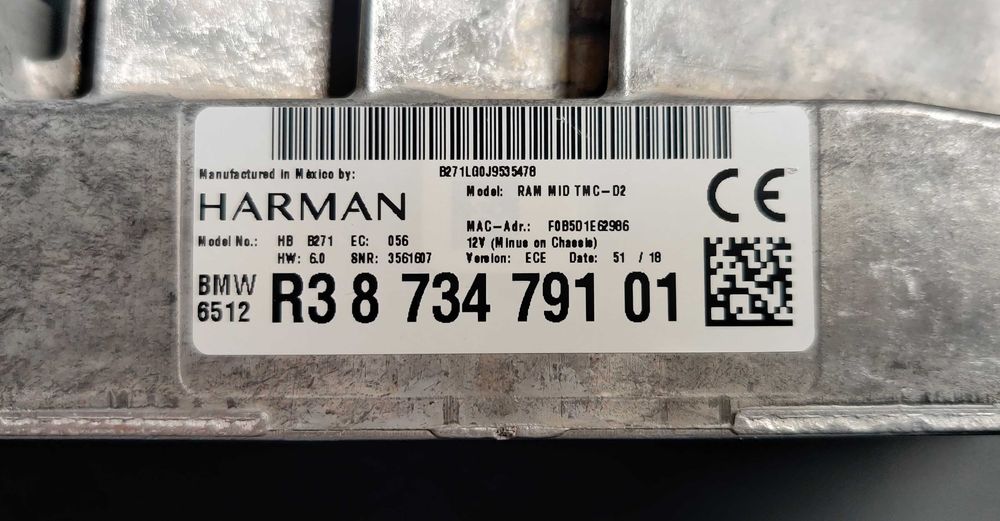 Modul audio RAM BMW B271 HW 6.0 MID TMC D2-G01 G05 G16 G20 G30 G80 G82