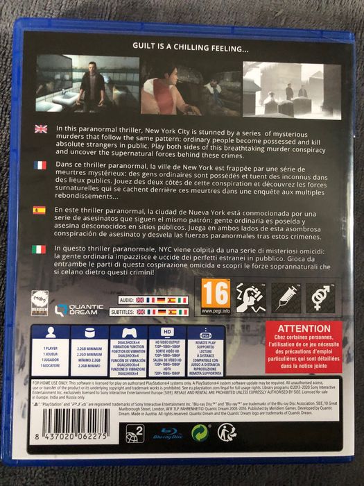 PS4 Fahrenheit, QUANTIC DREAM, ps4 игри