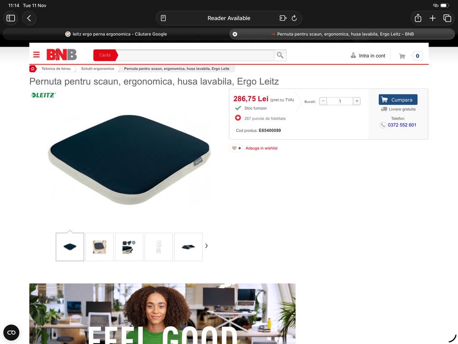 Perna Scaun Ergonomica Leitz Erga Noua