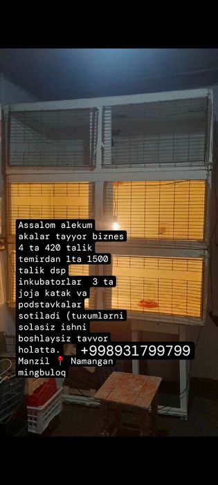 Assalom alekum akalar tayyor biznes  4 ta 420 talik temirdan 1ta 1500