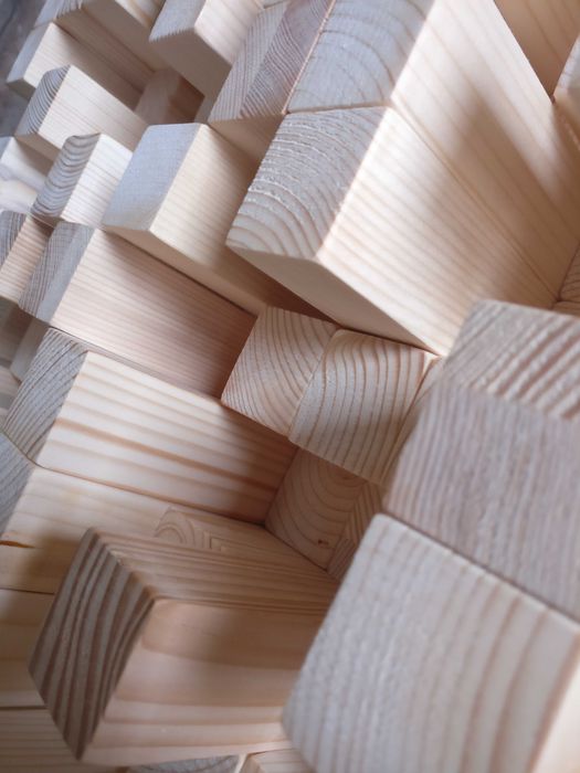 Panou acustic | skyline diffuser | tablou 3D lemn masiv, 484x484 mm