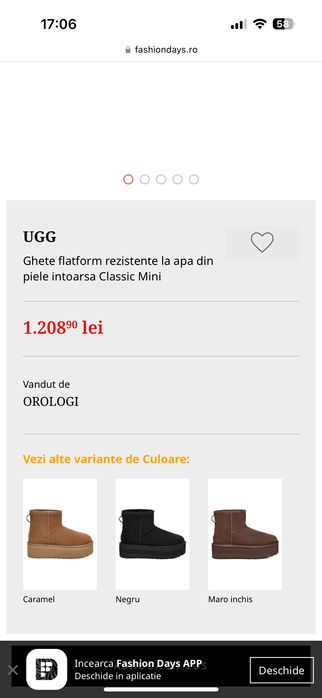 Ghete flatform rezistente la apa din piele intoarsa Classic Mini