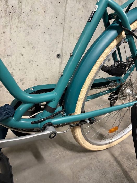 Bicicletă de oraș Elops 520, cadru jos, verde + lanț antifurt - stare perfectă