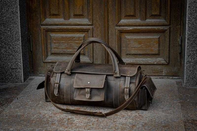 Geantă de călătorie din piele naturală. Travel bag. Handmade Leather Weekender