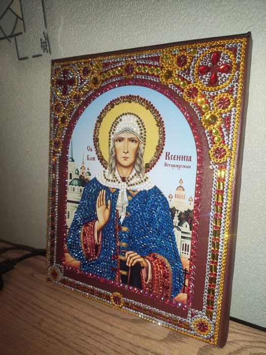Икона Святой Ксении, алмазная живопись