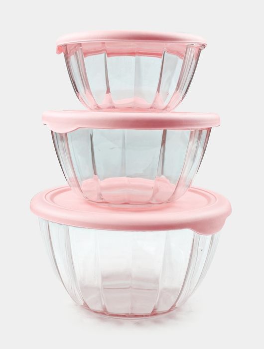 Стеклянный набор пищевых контейнеров, с герметичной крышкой, 3 шт