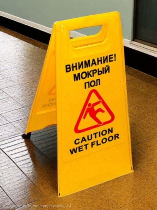 Складной знак WET FLOOR CAUTION — доставка бесплатная