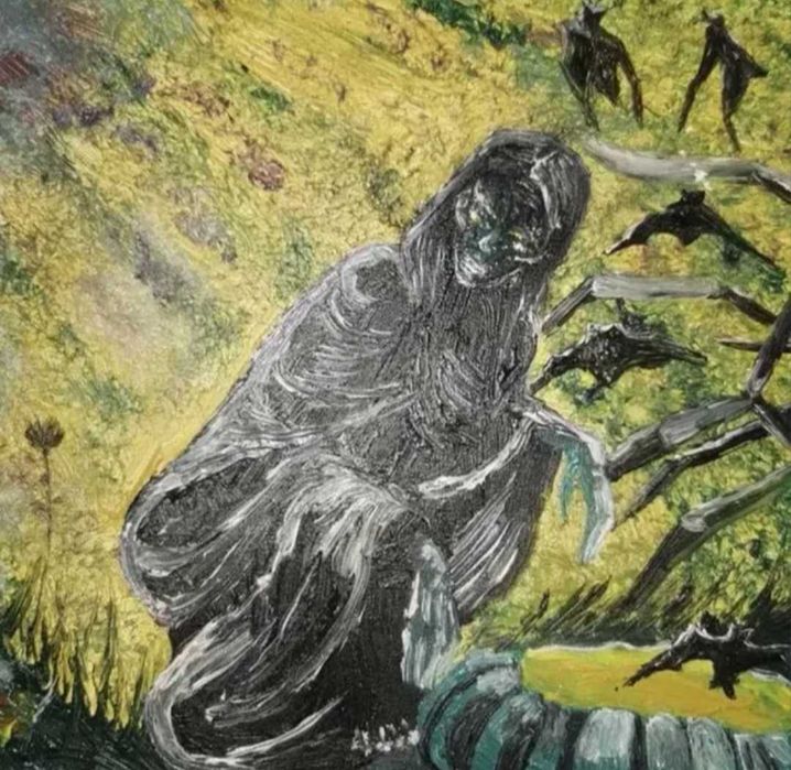 Tablou original ulei pe lemn, gothica Autumna