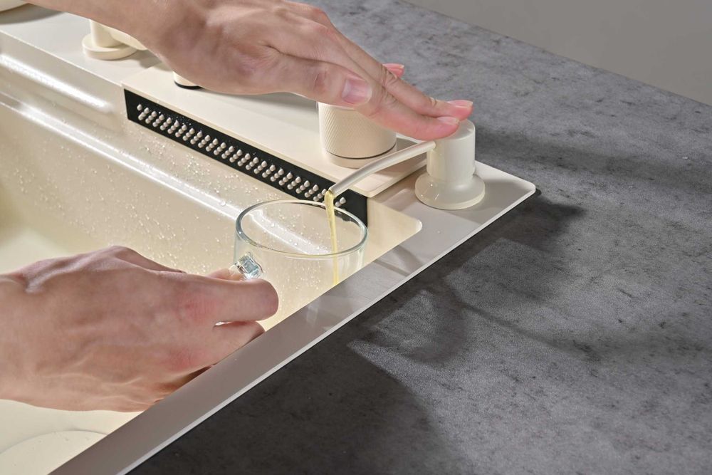 60см Бежова мултифункционална кухненска мивка