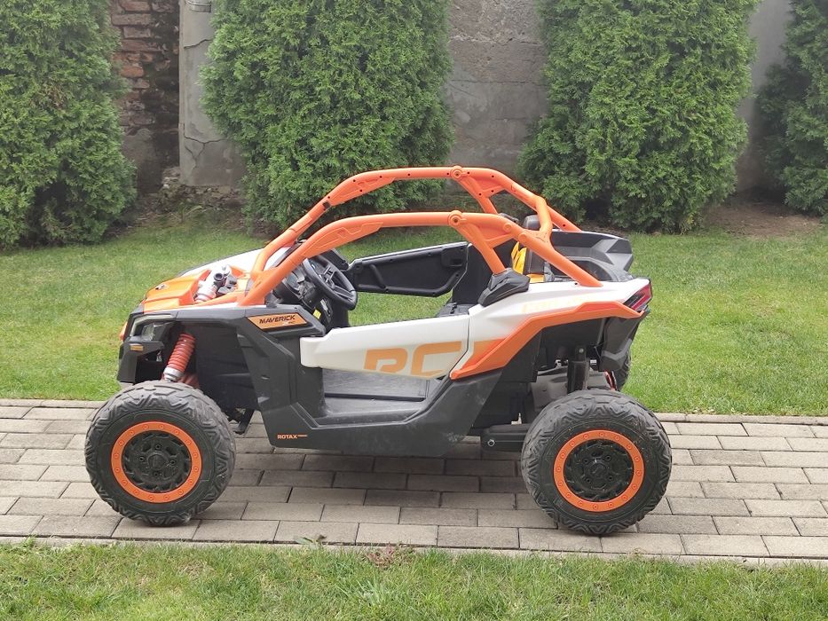 ATV copii, UTV Copii Buggy Maverick Turbo RR Orange, 4x4, 800w, Scaune Piele, 2 Locuri