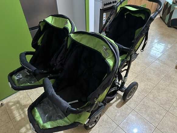 Carucior 3 in 1 pentru tripleti BabyActive Trippy Verde Deschis