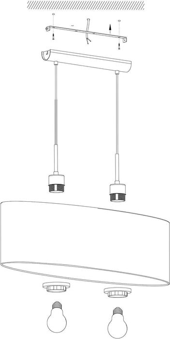 Текстилен пендел Eglo Pasteri с 2 крушки от стомана и плат, 750 мм