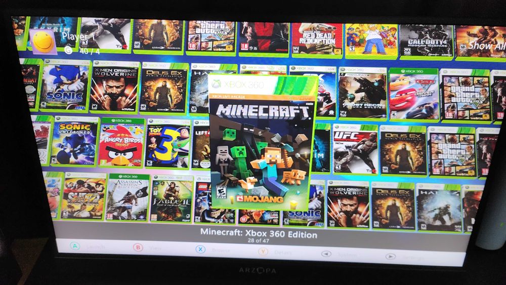 Xbox 360 modat ,43 de jocuri de top,GTA 5,Minecraft,NFS,maneta,cabluri
