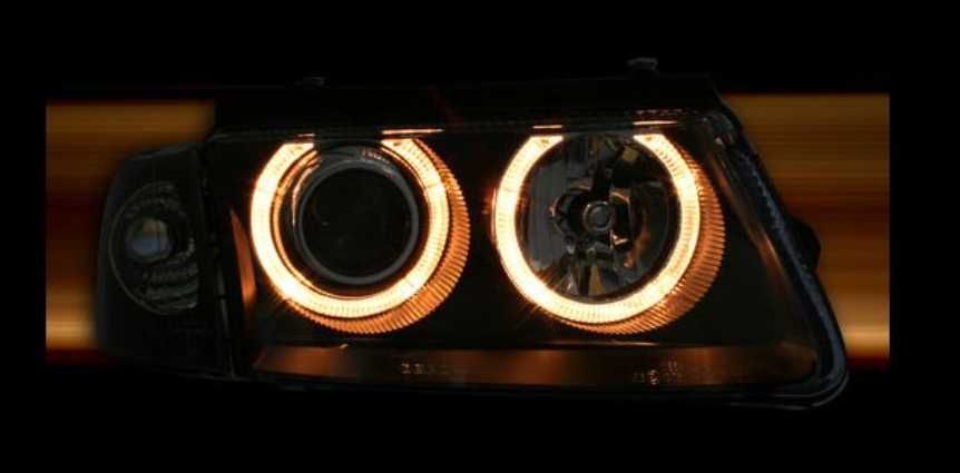 Фарове VW Пасат Б5 96-00г Ейнджъл ДЕПО Нови лупи Затъмнени b5 Passat